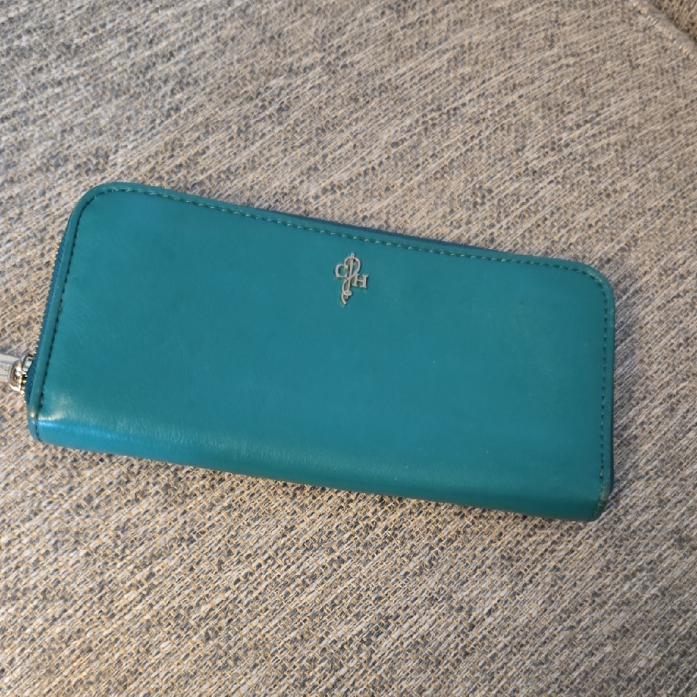 Cole Haan Green Zip-Around Leather Wallet